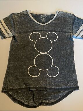 Disney Gray Short-Sleeve Mickey Outline Tee with White Trim